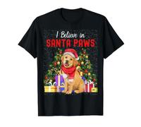 I Believe In Santa Paws - Lindo Cachorro de Labrador navideño Camiseta gráfica económica, Hombre, Negro, S