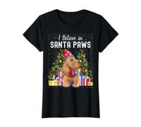 I Believe In Santa Paws - Lindo Cocker Spaniel Navidad Camiseta gráfica económica, Mujer, Negro, S