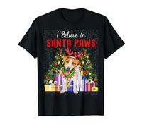I Believe In Santa Paws - Lindo Jack Russell Navidad Camiseta gráfica económica, Hombre, Negro, S