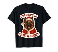 I Believe In Santa Paws Perro Belga Tervuren Feliz Navidad Camiseta