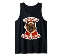I Believe In Santa Paws Perro Belga Tervuren Feliz Navidad Camiseta sin Mangas
