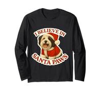 I Believe In Santa Paws Perro Terrier Tibetano Feliz Navidad Manga Larga