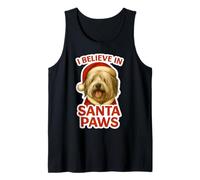 I Believe In Santa Paws Polaco Lowland Sheepdog Navidad Camiseta sin Mangas