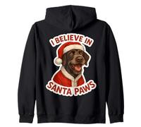 I Believe In Santa Paws Puntero alemán de Pelo Duro Navidad Sudadera con Capucha
