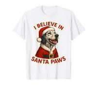 I Believe In Santa Paws Setter Inglés Perro Mamá Papá Navidad Camiseta gráfica económica, Hombre, Blanco, S