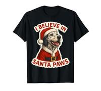 I Believe In Santa Paws Setter Inglés Perro Mamá Papá Navidad Camiseta gráfica económica, Hombre, Negro, S