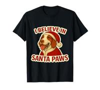I Believe In Santa Paws Setter Irlandés Rojo y Blanco Navidad Camiseta