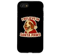 I Believe In Santa Paws Setter Irlandés Rojo y Blanco Navidad Carcasa para iPhone SE (2020) / 7/8