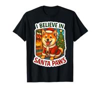 I Believe In Santa Paws Shiba Inu Perro Mamá Papá Navidad Navidad Camiseta