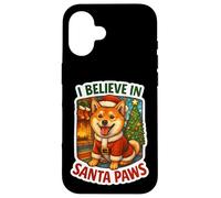 I Believe In Santa Paws Shiba Inu Perro Mamá Papá Navidad Navidad Carcasa para iPhone 16