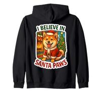 I Believe In Santa Paws Shiba Inu Perro Mamá Papá Navidad Navidad Sudadera con Capucha