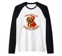I Believe In Santa Paws Spinone Italiano Dog Feliz Navidad Camiseta Manga Raglan