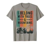 I Belong With Trees & Mountains Nature Hiker Retro Art Camiseta