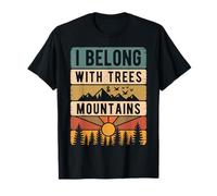 I Belong With Trees & Mountains Nature Hiker Retro Poster Camiseta