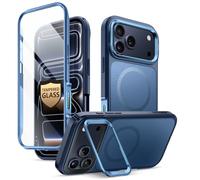 i-Blason Funda Magnética para iPhone 17 Pro MAX 6.9 Inch [AreFlip] Case con Mica [Protector de Pantalla Vidrio Templado][Compatible con Magsafe] 360 Grados Carcasa para iPhone 17 Pro MAX 2025 - Azul