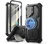 i-Blason Funda para Moviles Samsung Galaxy S25Plus 2025 [Armorbox] Completa Cuerpo Antigolpes Carcasa [Compatible con Carga Inalámbrica] con Lentes Kickstand y Protector de Pantalla Case (Negro)