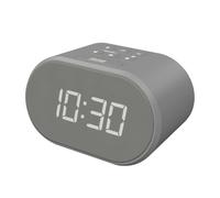 i-box Radio Despertador con Cargador USB y Radio FM, Reloj Despertador Digital,Pantalla con Iluminación Regulable en 5 Pasos, Alimentación de Red con Batería de Refuerzo (Gris)