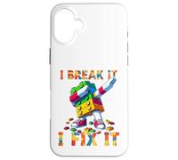 I Break It I Fix It Funny Blocks Bricks Toy Master Builder Carcasa para iPhone 16 Plus
