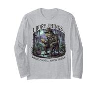 I Bury Things Frog Gardener Dark Humor Shovel Manga Larga