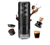 i Cafilas Cafetera eléctrica portátil de 12 V Travel 10 W, 17 bar Pressure 2600 mAh, batería recargable para exteriores, compatible con café molido y cápsula NS (negro)