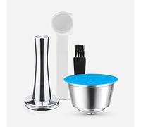 i Cafilas - Cápsula de café reutilizable para Dolce Gusto, de acero inoxidable, rellenable, cápsula de repuesto para Dolce Gusto, con 1 cuchara de café y 1 cepillo de limpieza + Tamper