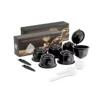 i Cafilas Cápsula de Café Reutilizable Recargable Compatible para Dolce Gusto Ferroso, 6 Cápsulas,1 tamper,Cuchara de café, Cepillo (Ferroso)