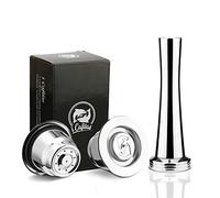 i Cafilas Espresso - Cápsulas de café compatibles con Nepresso Capsule, recargables, reutilizables filtro de acero inoxidable, cápsulas de café + tamper + cuchara + cepillo