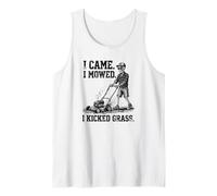 I Came I Mowed I Kicked Grass Skeleton Mower Padre Divertido Camiseta sin Mangas