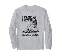I Came I Mowed I Kicked Grass Skeleton Mower Padre Divertido Manga Larga