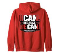 I Can Because He Can Philippians 4:13 Cita de fe Cristiana Sudadera con Capucha