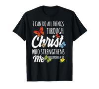 I Can Do All Things Through Christ Buttefly Art Religious Camiseta