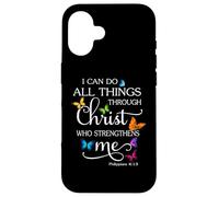I Can Do All Things Through Christ Butterfly Art - Religioso Carcasa para iPhone 16