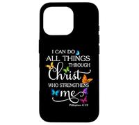 I Can Do All Things Through Christ Butterfly Art - Religioso Carcasa para iPhone 16 Pro