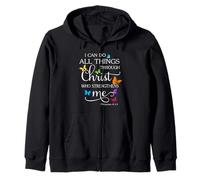 I Can Do All Things Through Christ Butterfly Art - Religioso Sudadera con Capucha