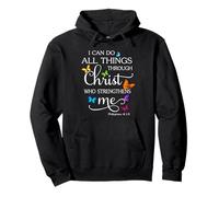 I Can Do All Things Through Christ Butterfly Art - Religioso Sudadera con Capucha