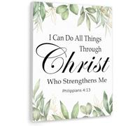 I Can Do All Things Through Christ Canvas Wall Art Philippians Bible Verse Motivational Scripture Print for Home Office(Unframed,12x18inch(30x45cm))