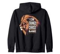 I Can Do All Things Through Christ Filipenses 4 13 León Fe Sudadera con Capucha