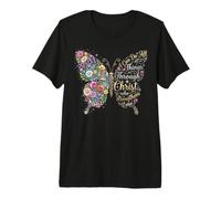 I Can Do All Things Through Christ Floral Butterfly Faith Camiseta Premium