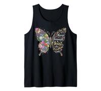 I Can Do All Things Through Christ Floral Butterfly Faith Camiseta sin Mangas