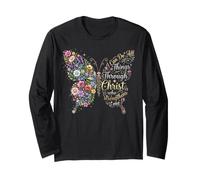 I Can Do All Things Through Christ Floral Butterfly Faith Manga Larga