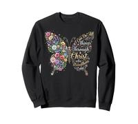 I Can Do All Things Through Christ Floral Butterfly Faith Sudadera