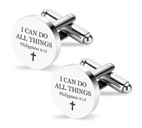 I Can Do All Things Through Christ - Gemelos cristianos para hombre, inspiradores, Biblia católica, religiosa, espiritual, regalo basado en la fe, regalo para el día del padre, cumpleaños, Navidad