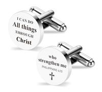 I Can Do All Things Through Christ - Gemelos de acero inoxidable para hombre, regalos cristianos inspiradores de la Biblia, católico, religioso, espiritual, regalo basado en la fe, regalo para el día