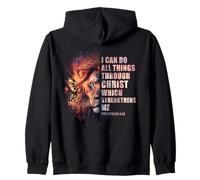 I Can Do All Things Through Christ - Philippians 4:13 Lion Sudadera con Capucha