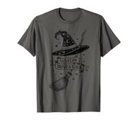 I Can Drive A Stick Yes Witch Hat Broom Halloween Spooky Camiseta