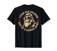 I Can Fix Stupid But It's Gonna Hurt Monkey Funny (En la Parte Posterior) Camiseta