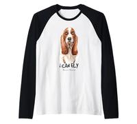 I Can Fly Basset Hound | Divertido amante de los cachorros Hush Camiseta Manga Raglan