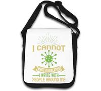 I Cannot Write Alone. I Write with People Around Me - Bolso de hombro con eslogan antiaislamiento, color blanco