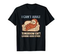 I Can't Adult Today Humor Oscuro Dibujos Animados Sofá Patata Camiseta