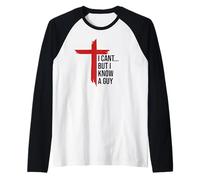 I Can't But I Know Guy Men Jesus Cross Minimalist Christian Camiseta Manga Raglan